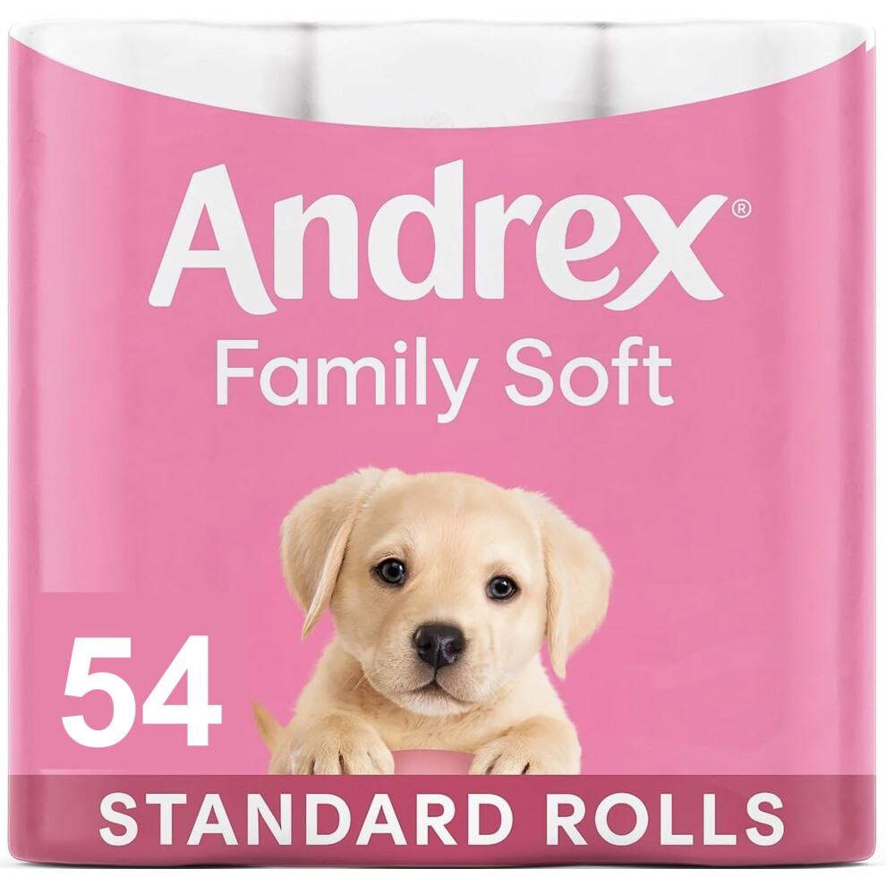 Andrex Gentle Clean Toilet Rolls - 54 Toilet Roll Pack - Bulk Buy Toilet Rolls - Gentle And Soft On Your Family's Skin - Dermatologically Tested