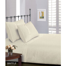 Intimates Luxury Waffle Cream/Ivory with Button Single Bedding Duvet Cover Set
