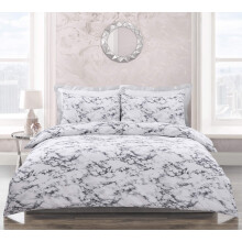 Velosso Duvet Cover Set Black & White Marble Pattern Easycare Polycotton Quilt Cover and Pillowcase Bedding Set (Grey, King)