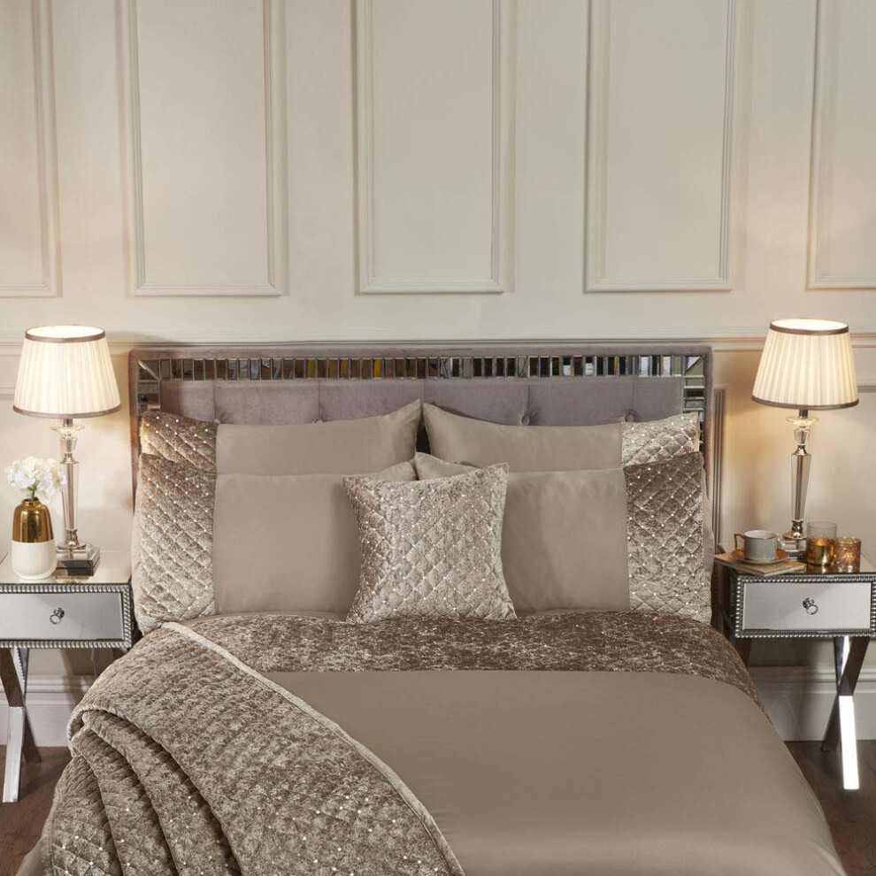 Emma Barclay Glamour - Quilted Sequin Velvet Duvet Set In Mink - King Bed