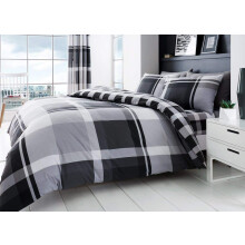 Gaveno Cavailia Waverly Check Luxurious Duvet Cover Sets Quilt Cover Sets Reversible Bedding Sets with Pillowcases (Grey, King)