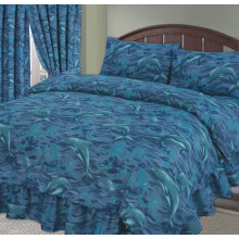 Double Bed Duvet/Quilt Cover Bedding Set, Dolphin, Sea/Ocean/Waves/Splash Blue
