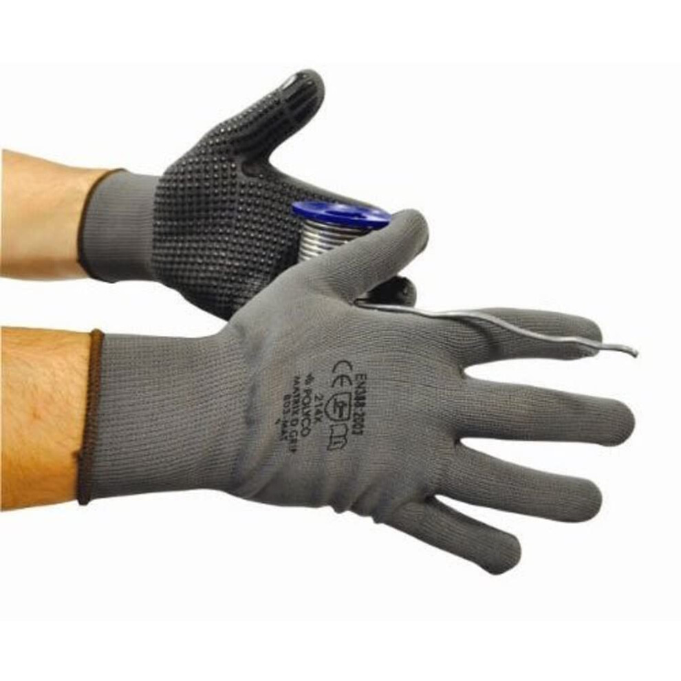 Polyco 803-Mat Pvc Dotted Gripper Gloves, Single Pair, Size 9/Large, Grey 5054495112132