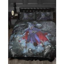 Single Bed Magistus, Alchemy Gothic Duvet/Quilt Cover Bedding Set, Gothik Series Skeletons, Skulls, Graveyard, Grim Reaper, Purple, Black, Red