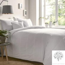 Appletree Salcombe-Embroidered Duvet Cover Set, 100% Cotton, Silver, Single