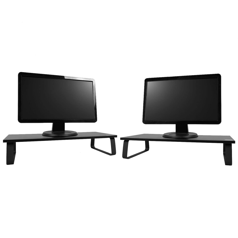 Tekbox Single & Double Monitor Riser Stand For 1 Or 2 Computer Screens On Desk (2X Single Riser) 5055888413430