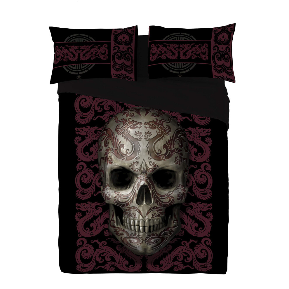Wild Star ORIENTAL SKULL - DUVET & PILLOW COVERS CASE SET DOUBLE Art by Anne Stokes
