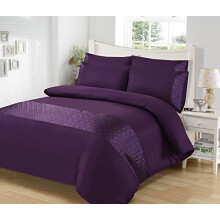 Ellipse Aubergine Double Bed Duvet Cover Set 200x200cm with Pillowcases | Soft 100% Polyester Bedding, Machine Washable