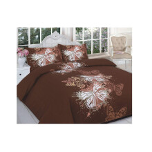 Hotel Quality King Printed Butterfly Chocolate Design Duvet Cover Set Bedding Set with pillowcases - King Size