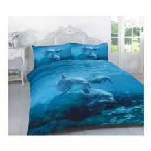 Excellent Hotel Quality King Blue Dolphin Printed Design Duvet Cover Set Bedding Set with Pillowcases - King Size