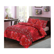 Excellent Hotel Quality Double Size Floral Heart Design Jasmin Red Duvet Cover Set Bedding Set with pillowcases - Double Size