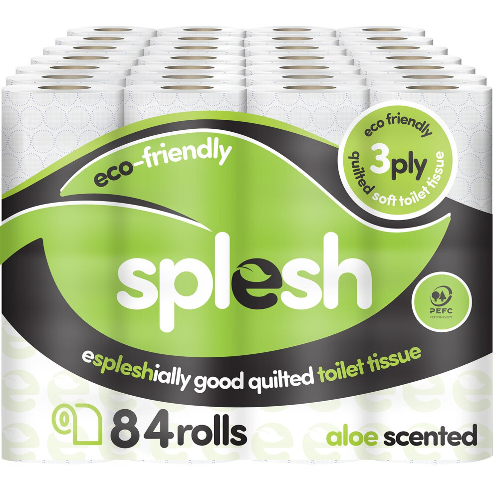 Cusheen Toilet Roll Bulk Buy - Pack Of 84 Rolls (7 Packs X 12 Rolls) Quilted 3 Ply Aloe Vera Fragrance Toilet Rolls White