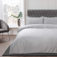 Sleepdown Matt Velvet Silver Super Soft Easy Care Plain Duvet Cover Quilt Bedding Set with Pillowcases - Double (200cm x 200cm), 5056242757689
