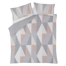 Sleepdown Geometric Teddy Fleece Thermal Warm Cosy Super Soft Duvet Cover Quilt Bedding Set with Pillow Case - Blush Pink - Single (135 cm x 200 cm)