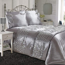 EGYPTO Sparkle Glitter Duvet Quilt Cover with Pillowcases - Soft Bedding Set for Home, Bedroom Decor (Silver, Single)