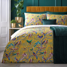 Laurence Llewelyn-Bowen - Yellow Birds Duvet Cover - King Bedding Size (230 x 220cm) - Soft 100% Cotton Sateen - 2 Pillowcases - 200 Thread Count -
