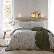 Drift Home - Eco Green Plants Duvet Cover - Double Bedding Size (200 x 200cm) - Very Soft Brushed Cotton - Sustainable Recycled Cotton - 2 Pillowcases