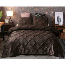 Pintuck Duvet Set Eliza Bedding Hand Stitched 68-Pick Fibre 50/50 Polycotton Machine Washable (Brown, Super King)