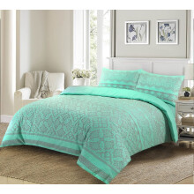 LIZZIE JACOBS New Printed Duvet Cover Sets Cotton Rich Quilt Cover Sets Easy Care Reversible Bedding Sets (King, Aaliyah Mint Green)