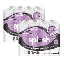 Splesh by Cusheen 3-ply Toilet Roll - Lavender Fragrance (120 Pack) Soft, Quilted Bulk Toilet Rolls, Toilet Tissue and Loo Rolls ? Eco-Friendly Toilet