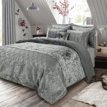 Prime Linens Solid Crushed Velvet Duvet Cover Luxury 3 Piece Bedding Set Ultra Soft Quilt Cover Easy Care Bedding (Double, Silver)