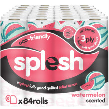 Splesh by Cusheen 3-ply Toilet Roll - Watermelon Fragrance (84 Pack) Soft, Quilted Bulk Toilet Rolls, Toilet Tissue and Loo Rolls ? Eco-Friendly