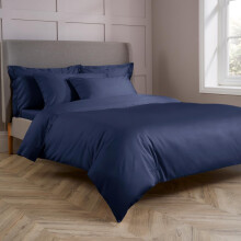 Christy 400TC Double Duvet Cover Set | Navy Blue | 100% Cotton | Silky Smooth and Soft Bed Linen | Luxury 400 Thread Count Double Quilt Cover Set