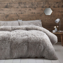 Catherine Lansfield Cuddly Super King Duvet Set Silver