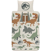 Jurassic World Single Panel Duvet Cover Bed Set - Reversible Panel Designs