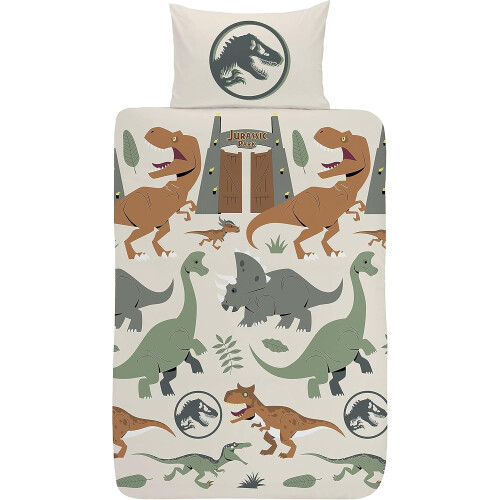 Jurassic World Jurassic World Single Panel Duvet Cover Bed Set - Reversible Panel Designs