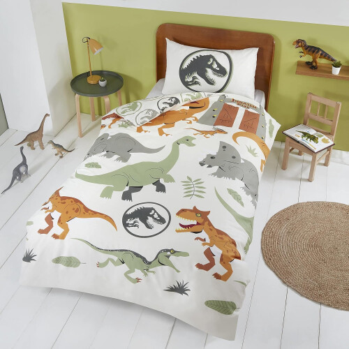 Jurassic World Jurassic World Single Panel Duvet Cover Bed Set - Reversible Panel Designs 2