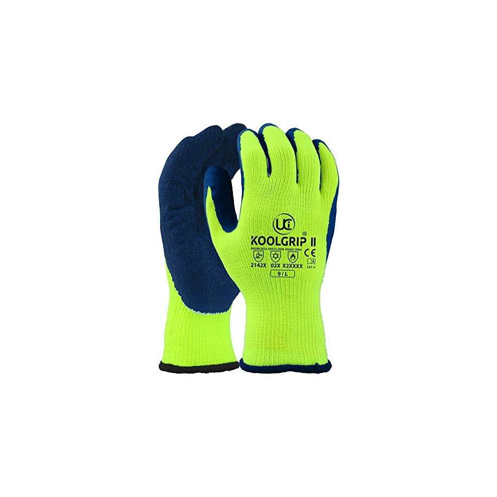 Uci Koolgrip? Thermo-Star Latex Palm Coated Thermal Cold Winter Grip Gloves (9 - Large, Yellow) 5060268239869