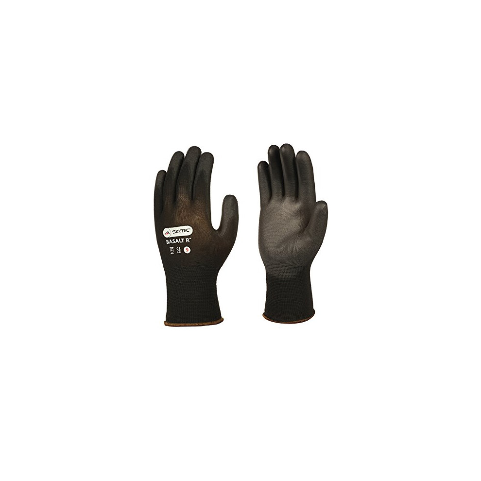 Skytec Basalt R Black Nylon Safety Work Gloves With Polyurethane (Pu) Coating That Provides Abrasion Resistance (L) 5060149200544