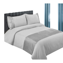 Sterling Mill DUVET COVER BED SET INC PILLOWCASES - DOUBLE KING & SUPERKING SIZE (Warm Silver, King)