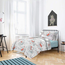 Sleepdown Disney Reversible Printed Winnie The Pooh Whimsy Cloud Poly Cotton Duvet Quilt Cover Bedset, 2 Pcs - Single
