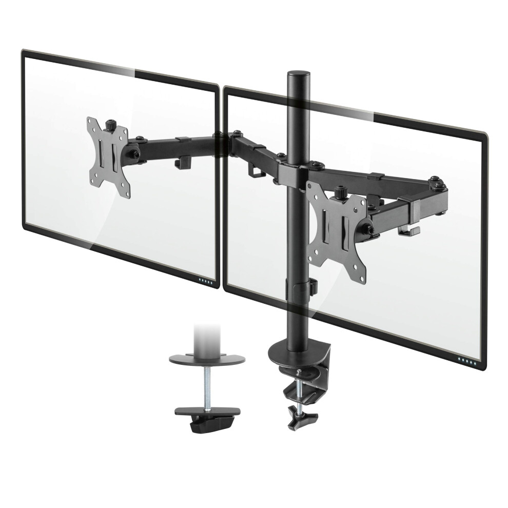 Ttap Monitor Mount For 13-27? Screens - Double Arm Desk Stand Bracket With Clamp - Ergonomic 90? Tilt, 360? Rotation & 180? Swivel Arm - Vesa 5060526640918
