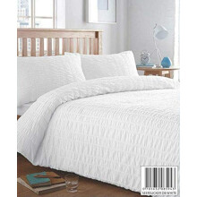 Value Comfort Home Luxury SEERSUCKER STRIPE Cotton Rich Duvet Cover & Pillowcase/s Bedding Bed Linen Set King White
