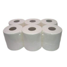 White Tissue 6 Pack 2 Ply Embossed Centre Feed Paper Wipe Rolls Kitchen Clean UK