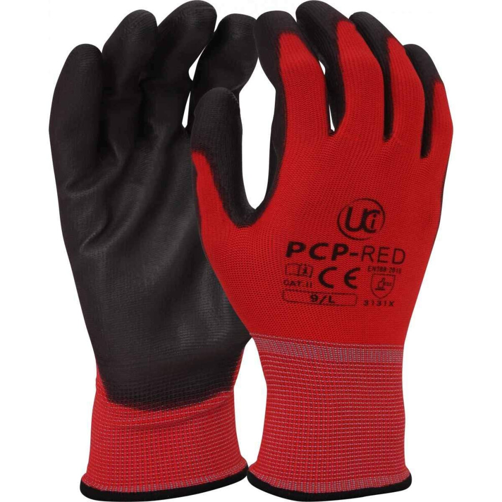 10 X Uci Pcp-Red 13 Gauge Lightweight Polyurethane Coated Dexterity Grip Gloves (10 / Xl) 5060123098464