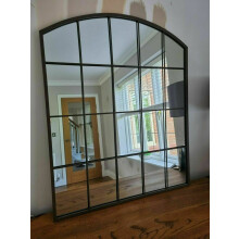 DEENZ Large Rectangle Arch Window Mirror Indoor/Outdoor Durable Metal Frame Wall Mounted Home 76X96Cm Indoor Outdoor Garden Living room