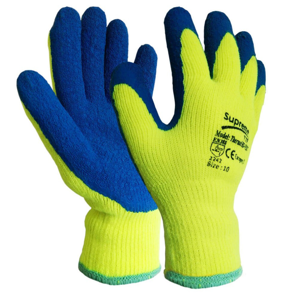 New Hi Viz Thermal Winter Latex Rubber Work Gloves Builders Gardening (Medium) 5099710573817