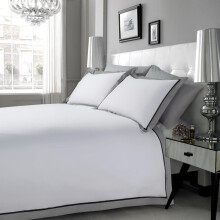 RAYYAN LINEN Mayfair Duvet Cover Set 100% Egyptian Cotton 200 Thread Count with Pillowcases (Mayfair White Black Grey, Double)