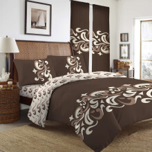 JRI 3 Piece Qaisiria Chelsea Brown Duvet Cover Bedding Set Plain Luxury Set Include (1xDuvet Cover, 1xFitted Sheet, 1x Pillow Case)-Single - (Same Day