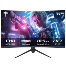 KTC 32 Inch Curved Gaming Monitor, FHD 1080P 165Hz PC Monitor, 1500R, 122% sRGB with HDR, FreeSync Premium, HDMI 2.0x2, DisplayPort 1.4, VESA