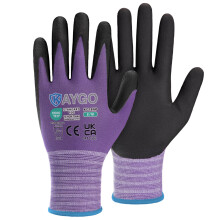 KAYGO Safety Work Gloves MicroFoam Nitrile Coated 3 Pairs, KG18N, Seamless Knit Nylon Glove with Abrasion and Oil Resistant Grip, Ideal for General