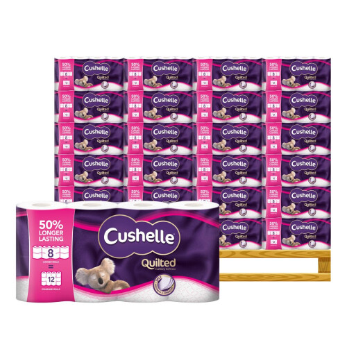 KING BAJ Cushelle Quilted 3-Ply Longer Rolls Toilet Tissue, 32 Pack - 4 x 8 Pack (236 Sheets) Sold by KB