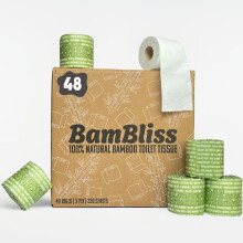 BamBliss Premium Bamboo Toilet Paper Bulk Buy | 48 Pack Wrapped 3-Ply Toilet Roll | Eco-Friendly Toilet Paper | Plastic Free, Soft, Strong,
