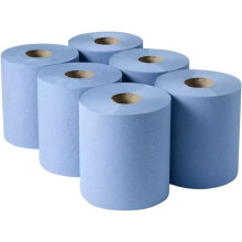 6 X Centrefeed Blue Rolls | 2 Ply Embossed Paper Towels | Strong & Absorbent | 6-Pack | Sustainable & UK Supplier | Perfect for Commercial & Kitchen