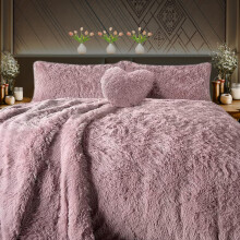 DV Premium Snuggle Scape Fleece Bedding Duvet Set Luxury Duvets Cover Super Soft Warm & Cosy Fluffy Fur Bedding Set (Blush Pink, Single)