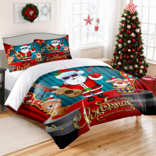 Christmas Duvet Cover Set King Size Santa Easy Care Xmas Bedding Set Christmas Reindeer Santa Claus playing guitar Printed King Size Red Quilt Bedding
